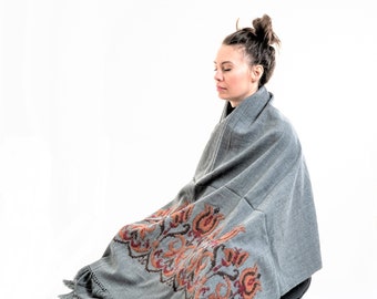 Meditation Shawl or Meditation Blanket, Wool Shawl/Wrap, Oversize Scarf/Stole, Ethically Sourced, Fair Trade. Unisex. Large (Transform)