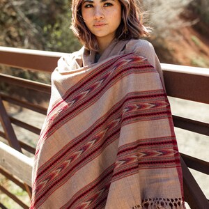 Meditation Shawl or Meditation Blanket, Wool Shawl/Wrap, Oversize Scarf/Stole, Ethically Sourced, Fair Trade. Unisex Large Truth Brown image 5