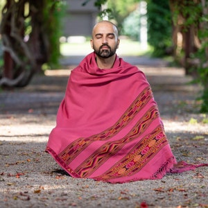 Meditation Shawl, Meditation Blanket, Prayer Shawl for Men Women, Oversize Scarf Stole, Unisex, Energize Pink