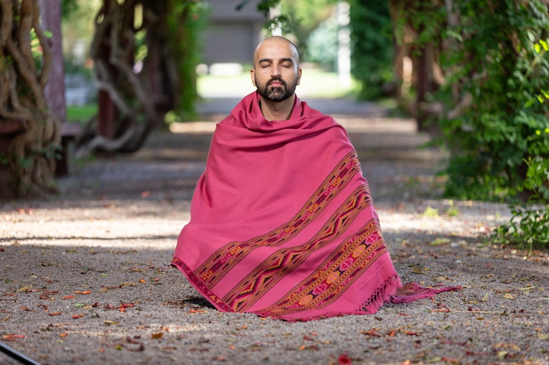 Meditation Shawl, Meditation Blanket, Prayer Shawl for Men Women, Oversize Scarf Stole, Unisex, Energize Pink