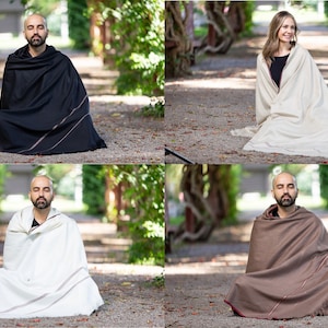 Meditation Shawl or Meditation Blanket, Wool Shawl/Wrap, Oversize Scarf/Stole, Ethically Sourced, Fair Trade. Unisex (Clarity)