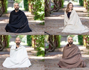 Meditation Shawl or Meditation Blanket, Wool Shawl/Wrap, Oversize Scarf/Stole, Ethically Sourced, Fair Trade. Unisex (Clarity)