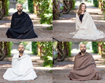 Meditation Shawl or Meditation Blanket, Wool Shawl/Wrap, Oversize Scarf/Stole, Ethically Sourced, Fair Trade. Unisex (Clarity)