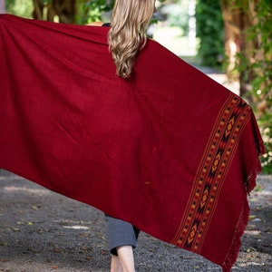 Meditation Shawl or Meditation Blanket, Exotic Shawl/Wrap, Oversize Scarf/Stole, Ethically Sourced. Unisex Love Red image 2