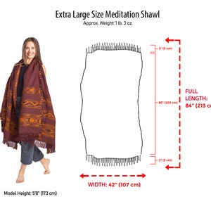 Meditation Shawl, Meditation Blanket, Prayer Shawl for Men Women, Oversize Scarf Stole, Unisex, Energize Maroon image 4