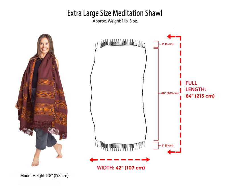 Meditation Shawl, Meditation Blanket, Prayer Shawl for Men Women, Oversize Scarf Stole, Unisex, Energize Maroon image 4