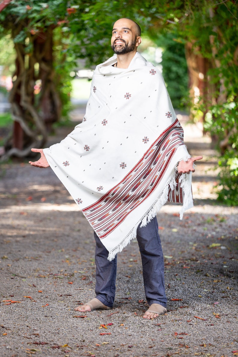 White Meditation Shawl. White Meditation Blanket. White Prayer shawl. image 8