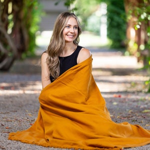 Meditation Shawl or Meditation Blanket, Wool Shawl/Wrap, Oversize Scarf/Stole, Ethically Sourced, Fair Trade. Unisex (Simplicity) Mustard