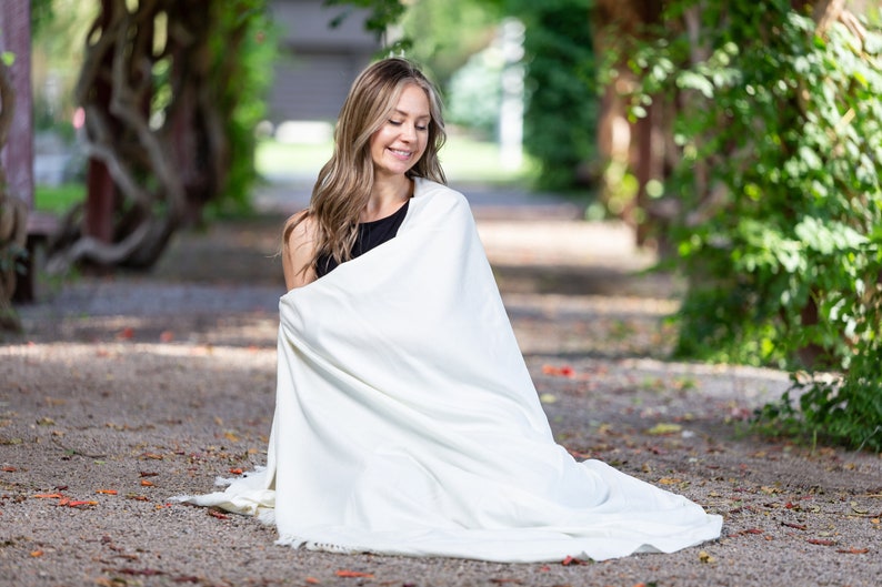 Meditation Shawl or Meditation Blanket, Wool Shawl/Wrap, Oversize Scarf/Stole, Ethically Sourced, Fair Trade. Unisex Simplicity White image 1