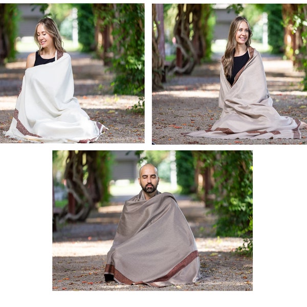 Meditation Shawl or Meditation Blanket, Wool Shawl/Wrap, Oversize Scarf/Stole, Ethically Sourced, Fair Trade. Unisex/Light Weight(Gratitude)