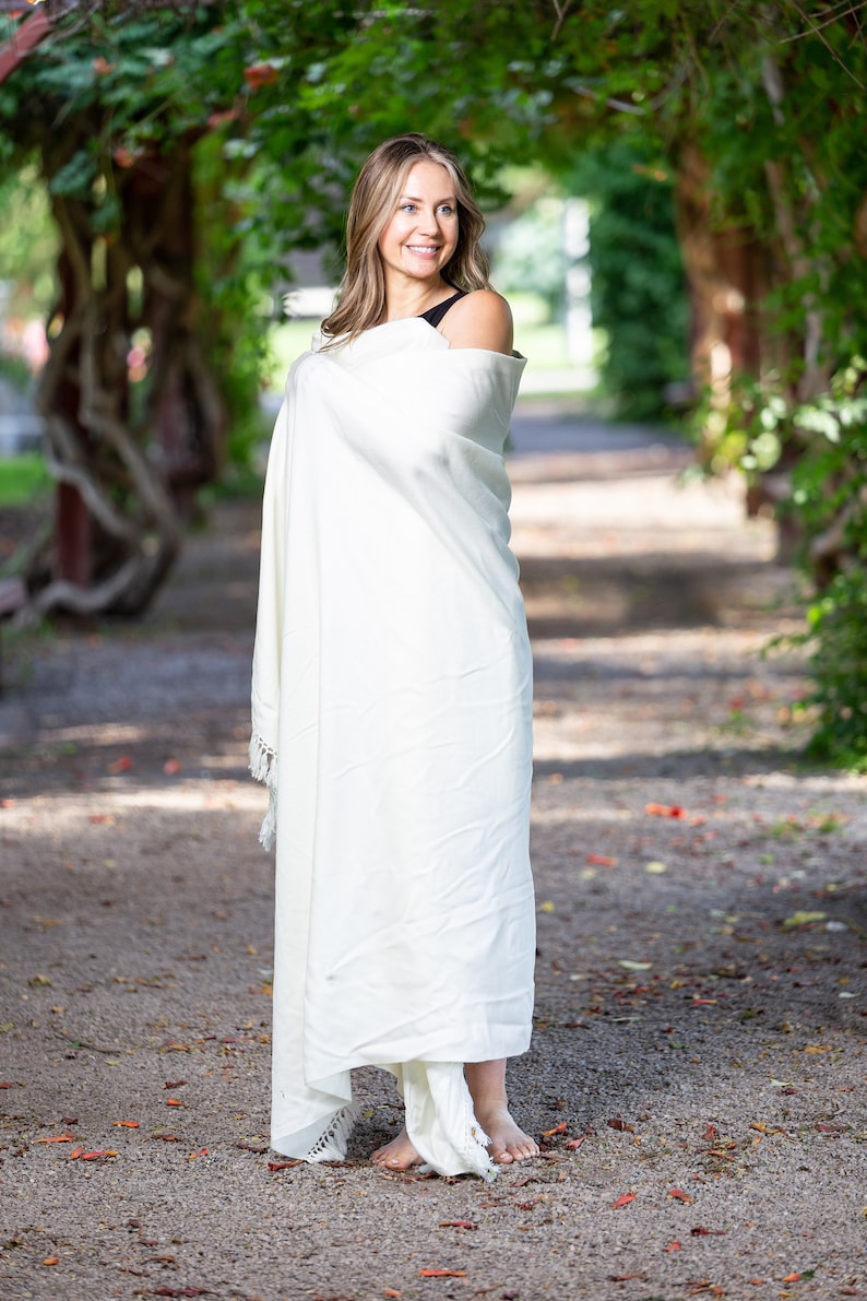 Meditation Shawl or Meditation Blanket, Wool Shawl/Wrap, Oversize Scarf/Stole, Ethically Sourced, Fair Trade. Unisex Simplicity White image 2