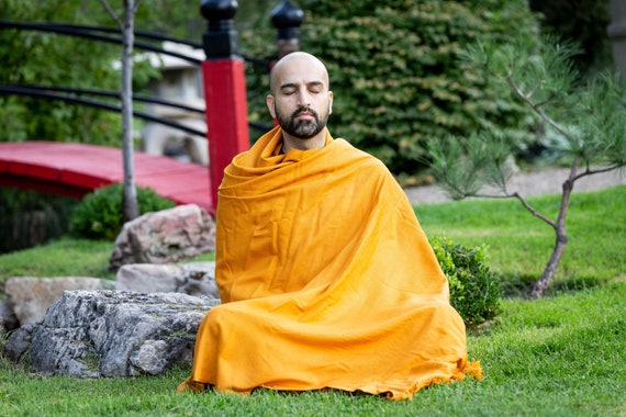 Meditation Shawl or Meditation Blanket, Wool Shawl/wrap, Oversize  Scarf/stole, Ethically Sourced, Fair Trade. Unisex simplicity Saffron -   Canada