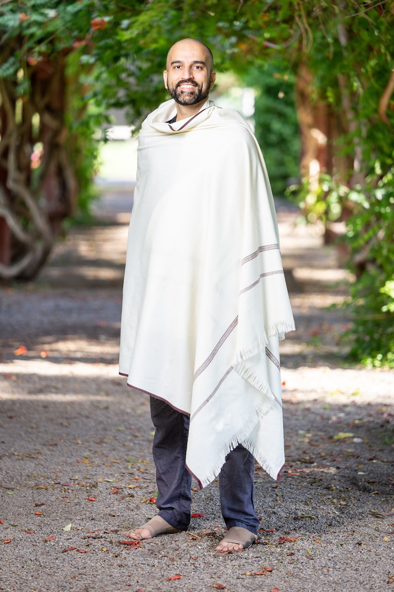 White Meditation Shawl. White Meditation Blanket. White Prayer shawl. image 6