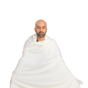 Meditation Shawl or Meditation Blanket, Wool Shawl/Wrap, Oversize Scarf/Stole, Ethically Sourced, Fair Trade. Unisex Simplicity White image 3