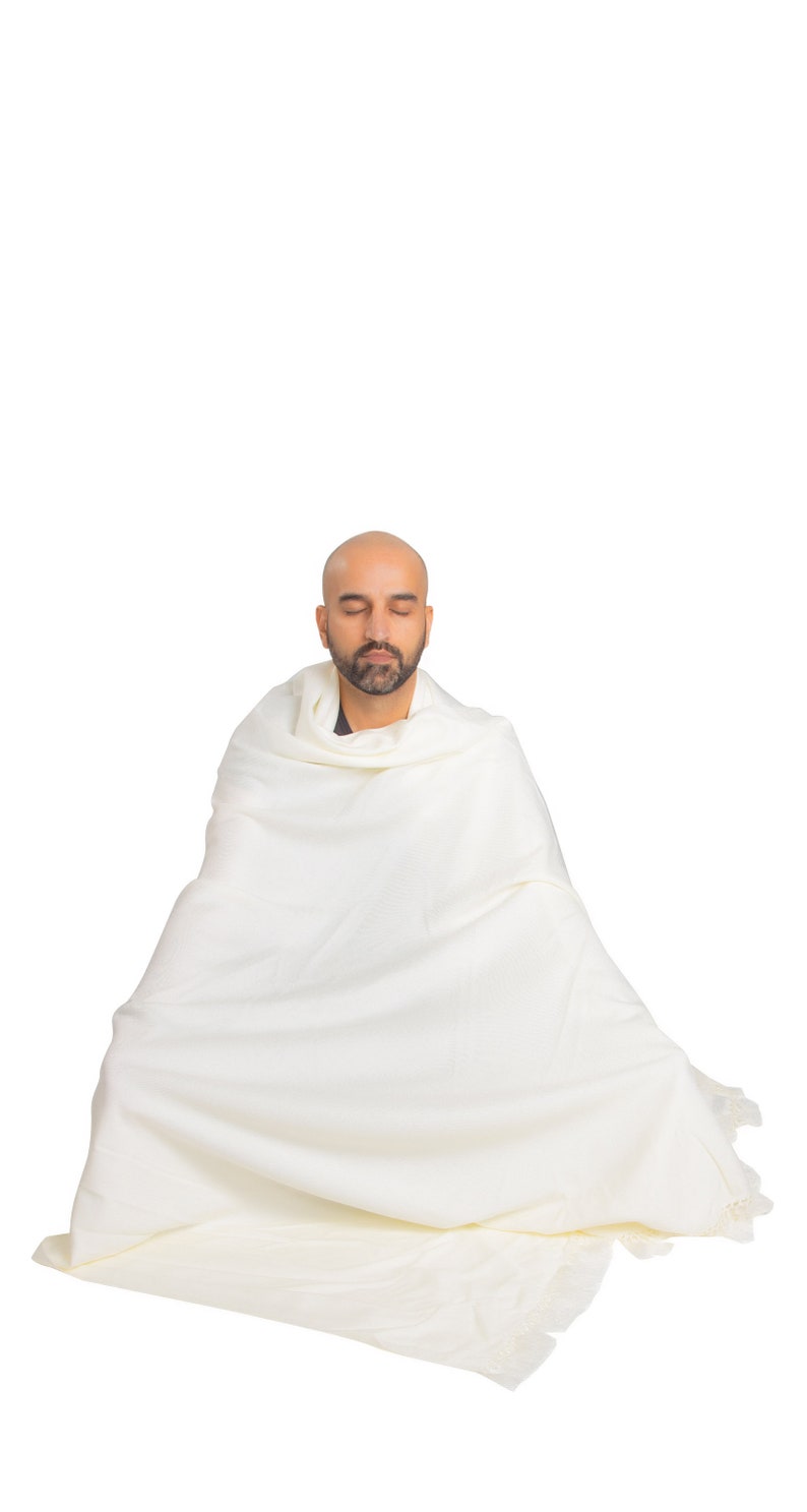Meditation Shawl or Meditation Blanket, Wool Shawl/Wrap, Oversize Scarf/Stole, Ethically Sourced, Fair Trade. Unisex Simplicity White image 3