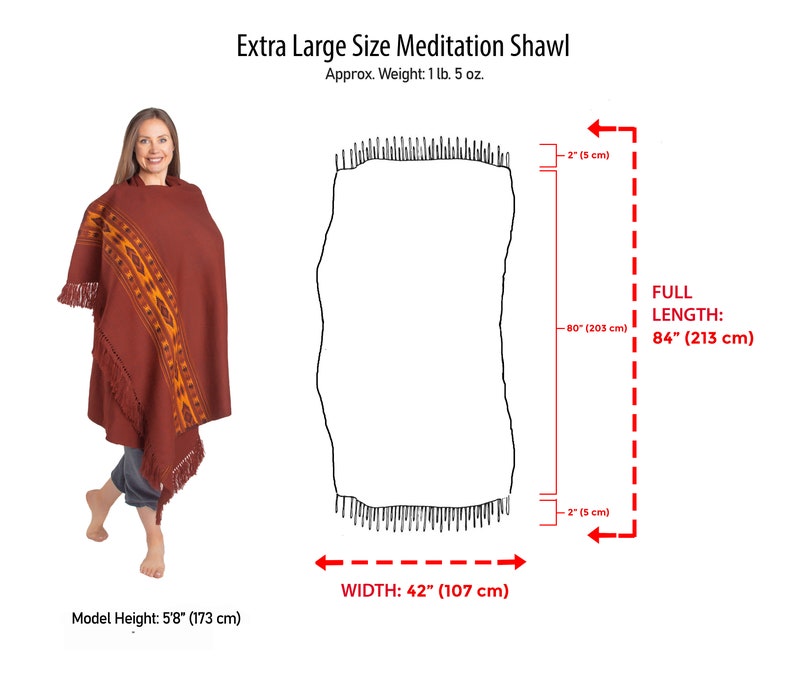 Meditation Shawl or Meditation Blanket, Exotic Shawl/Wrap, Oversize Scarf/Stole, Ethically Sourced. Unisex Love Red image 6