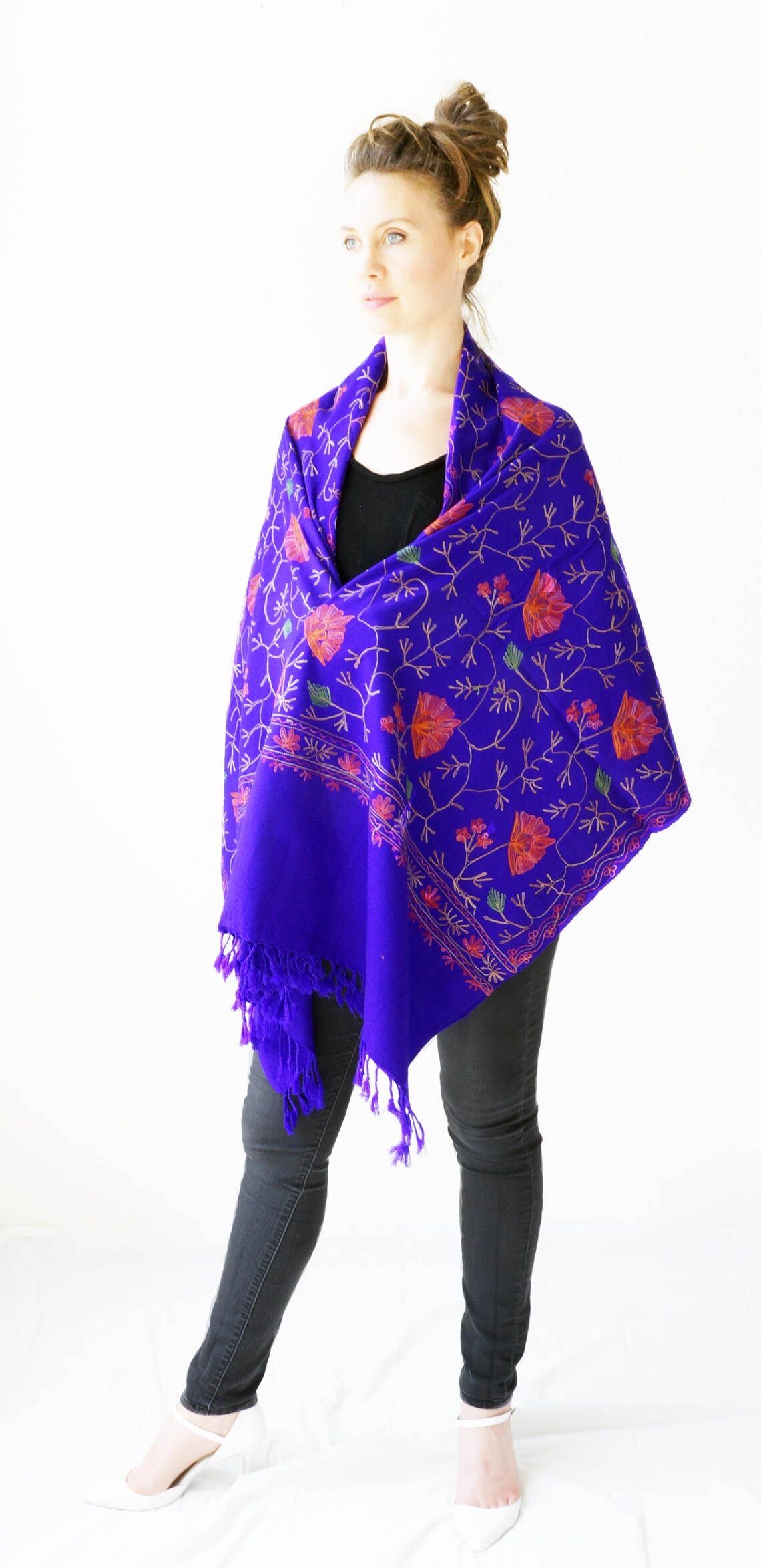 Large Scarf Wrap by Om Shanti Crafts Bright Floral Scarf or Etsy