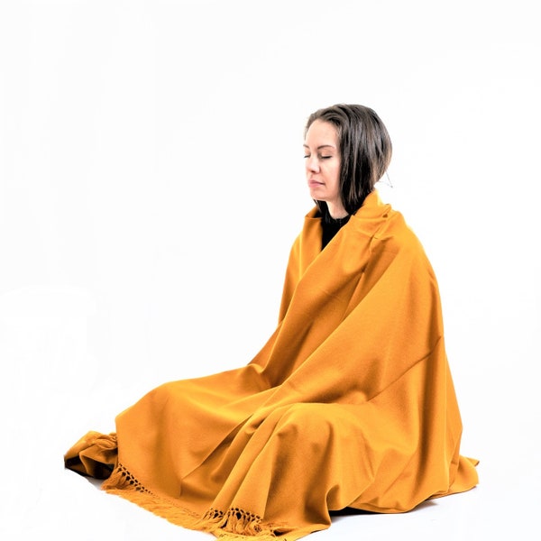 Meditation Shawl or Meditation Blanket, Wool Shawl/Wrap, Oversize Scarf/Stole, Ethically Sourced, Fair Trade. Unisex Extra Large-Simplicity)