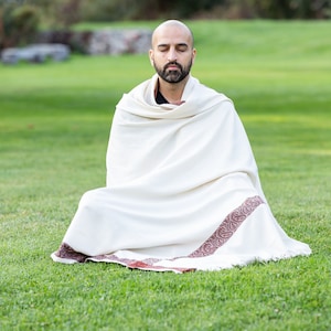 Meditation Shawl or Meditation Blanket, Wool Shawl/Wrap, Oversize Scarf/Stole, Ethically Sourced, Fair Trade. Unisex/Light WeightGratitude image 7
