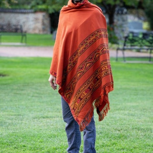 Meditation Shawl, Meditation Blanket, Prayer Shawl for Men Women, Oversize Scarf Stole, Unisex, Energize Burnt Orange image 5