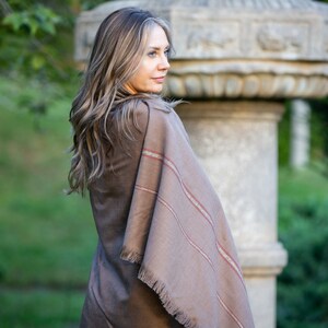 Meditation Shawl or Meditation Blanket, Wool Shawl/Wrap, Oversize Scarf/Stole, Ethically Sourced, Fair Trade. Unisex Clarity Dark Brown image 7