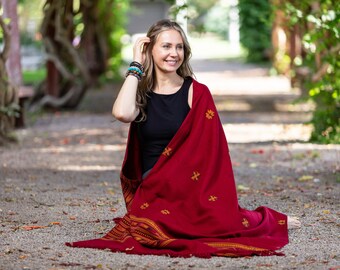 Meditation Shawl, Meditation Blanket, Prayer Shawl for Men Women, Oversize Scarf Stole, Unisex, Ethically (Cosmos) Red