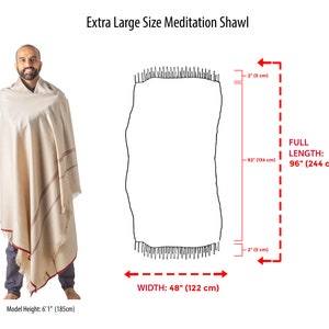 Meditation Shawl or Meditation Blanket, Wool Shawl/Wrap, Oversize Scarf/Stole, Ethically Sourced, Fair Trade. Unisex Clarity Light Brown image 5