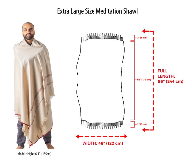 Meditation Shawl or Meditation Blanket, Wool Shawl/Wrap, Oversize Scarf/Stole, Ethically Sourced, Fair Trade. Unisex Clarity Light Brown image 5