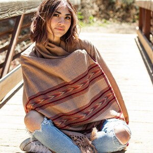 Meditation Shawl or Meditation Blanket, Wool Shawl/Wrap, Oversize Scarf/Stole, Ethically Sourced, Fair Trade. Unisex Large Truth Brown image 7