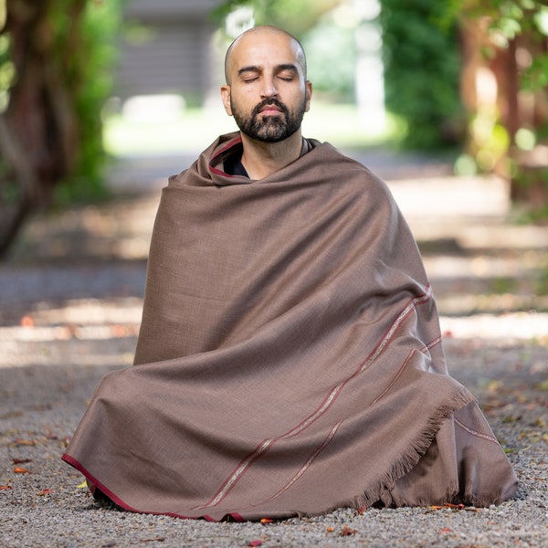 Meditation Shawl or Meditation Blanket, Wool Shawl/Wrap, Oversize Scarf/Stole, Ethically Sourced, Fair Trade. Unisex (Clarity) Dark Brown