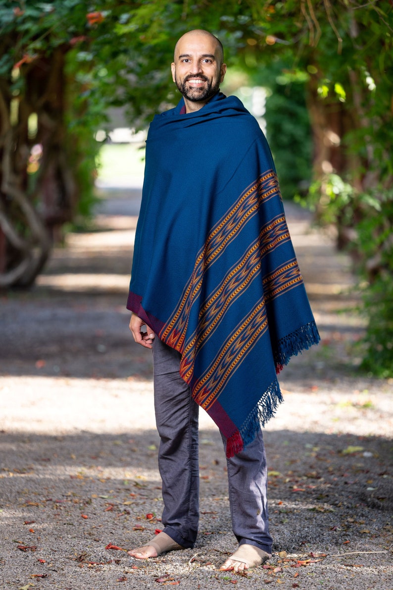 Meditation Shawl or Meditation Blanket, Wool Shawl/Wrap, Oversize Scarf/Stole, Ethically Sourced, Fair Trade. Unisex Large Truth Peacock image 2