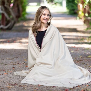 Meditation Shawl or Meditation Blanket, Wool Shawl/Wrap, Oversize Scarf/Stole, Ethically Sourced, Fair Trade. Unisex Clarity Light Brown image 1
