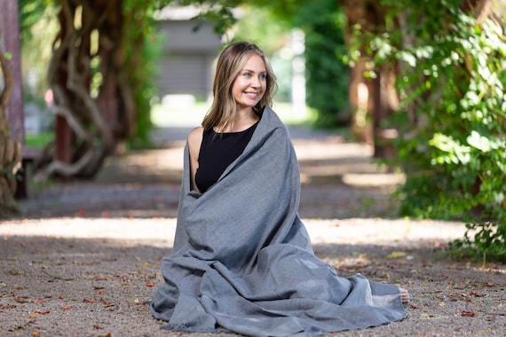 Meditation Shawl or Meditation Blanket Wool Shawl wrap Oversize Scarf stole Ethically Sourced Fair Trade. Unisex simplicity Grey Etsy