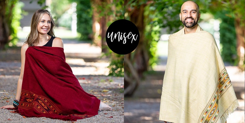 Meditation Shawl or Meditation Blanket, Exotic Shawl/Wrap, Oversize Scarf/Stole, Ethically Sourced. Unisex Love Red image 7