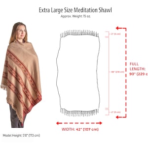 Meditation Shawl or Meditation Blanket, Wool Shawl/Wrap, Oversize Scarf/Stole, Ethically Sourced, Fair Trade. Unisex Large Truth Brown image 4