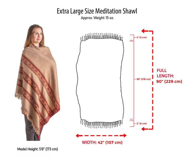 Meditation Shawl or Meditation Blanket, Wool Shawl/Wrap, Oversize Scarf/Stole, Ethically Sourced, Fair Trade. Unisex Large Truth Brown image 4