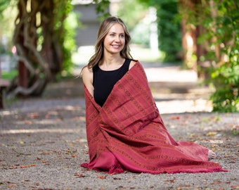 Meditation Shawl or Meditation Blanket, Exotic Shawl/Wrap, Oversize Scarf/Stole, Ethically Sourced. Unisex (Life Force) Pink