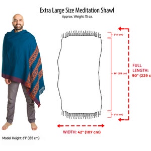 Meditation Shawl or Meditation Blanket, Wool Shawl/Wrap, Oversize Scarf/Stole, Ethically Sourced, Fair Trade. Unisex Large Truth Peacock image 6