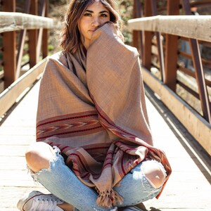 Meditation Shawl or Meditation Blanket, Wool Shawl/Wrap, Oversize Scarf/Stole, Ethically Sourced, Fair Trade. Unisex Large Truth Brown image 8