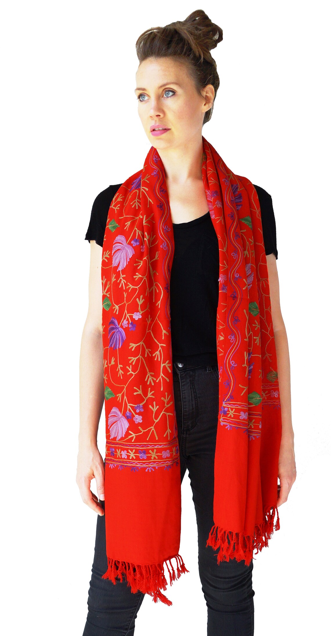 Large Scarf Wrap by Om Shanti Crafts Bright Floral Scarf or Etsy