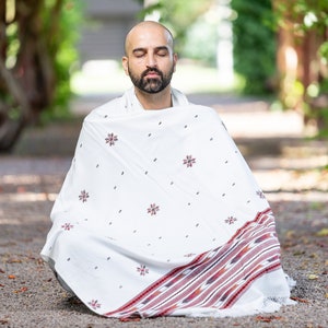 White Meditation Shawl. White Meditation Blanket. White Prayer shawl. Cosmos