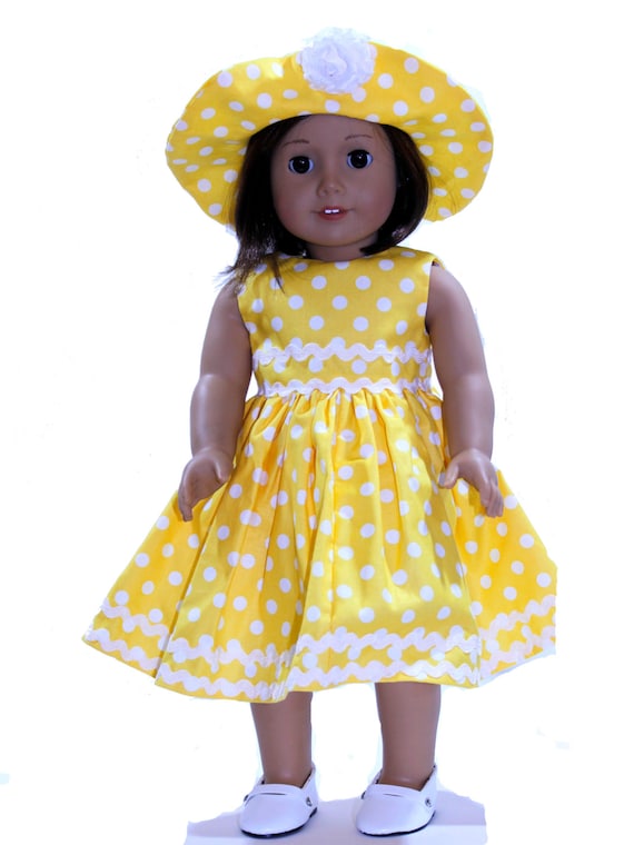 Doll clothes-fits Baby Alive//Baby Doll-Dress-Yellow White Dots
