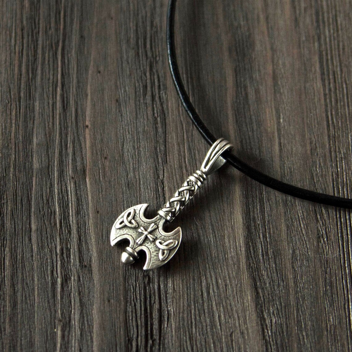 Sterling Silver Viking hatchet pendant Axe Labrys necklace Etsy