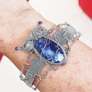 Wire Wrapped Lapis Lazuli Bracelet Owl