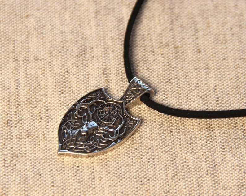 Valhalla viking necklace Sterling Silver Deer antler animal pendant pagan Celtic woodland jewelry Scandinavian magic protection talisman