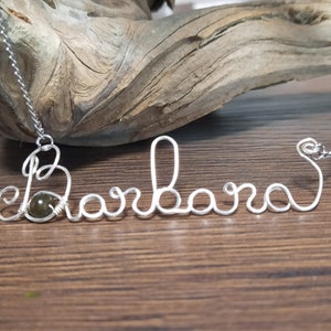 Nombre del cable del cliente Collar Alambre chapado en plata personalizado y cadena de acero inoxidable