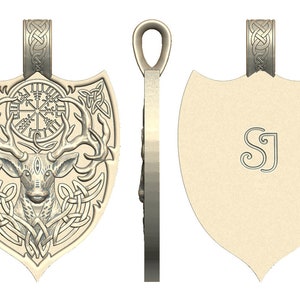 Deer antler animal pendant, pagan Celtic woodland jewelry, Scandinavian magic protection talisman, Valhalla viking necklace