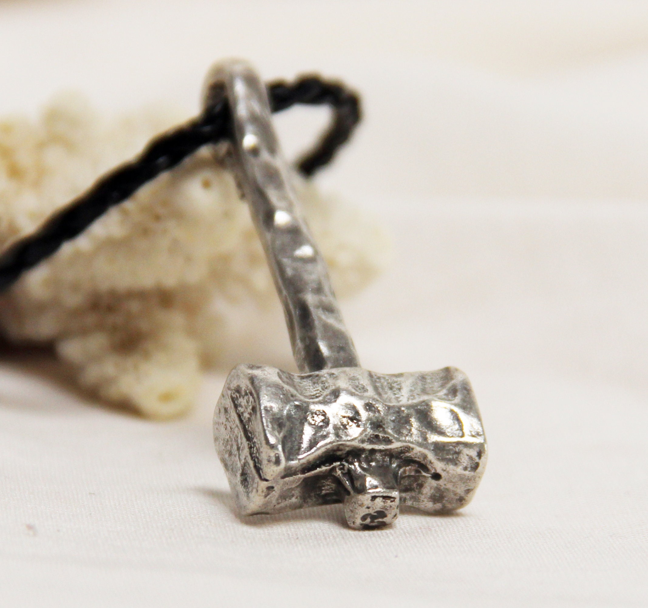 Thor's Hammer Mjolnir necklace, silver bronze Viking pendant, Scandinavian jewelry, pagan amulet