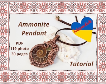 Wire wrap tutorial, wire wrapping pattern Ammonite Pendant, DIY jewelry, jewelry making, wire weaving, wire art tutorials