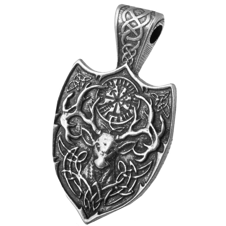 Valhalla viking necklace Sterling Silver Deer antler animal pendant pagan Celtic woodland jewelry Scandinavian magic protection talisman